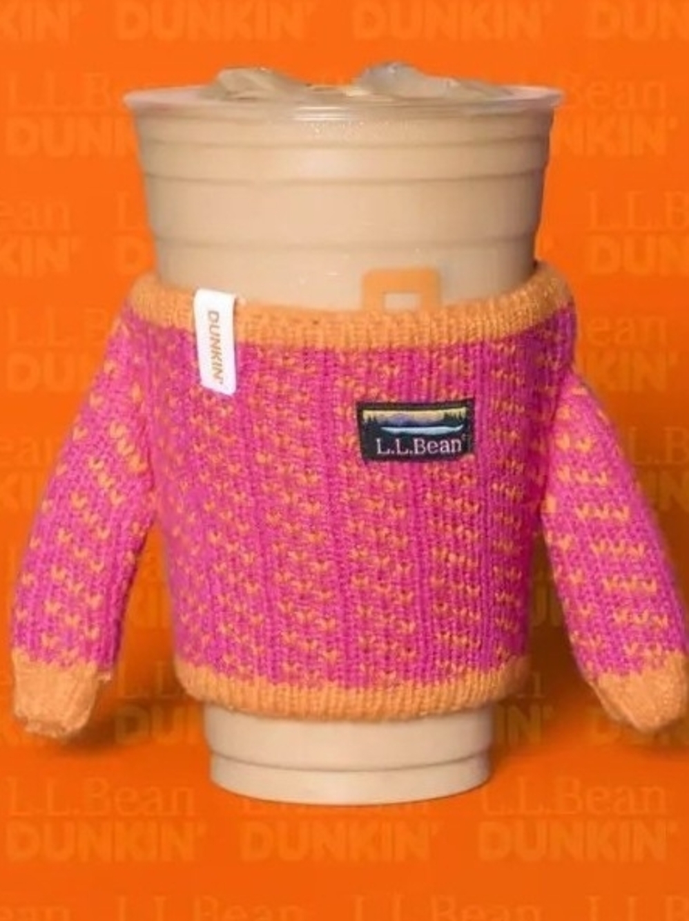 Dunkin' Donuts Limited Edition L.L. Bean Kids Pink & Orange Knit Sweater